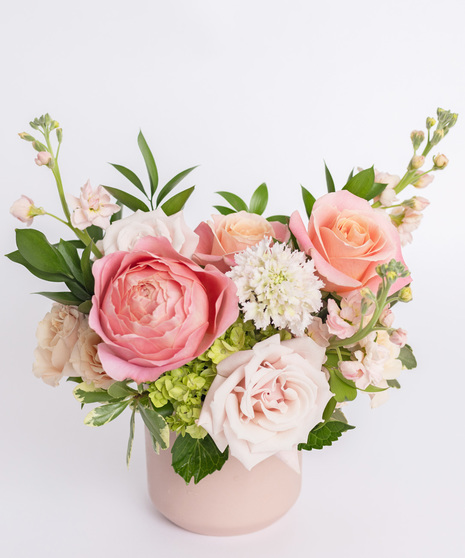 Faux Ivory Rose Floral Arrangement in Black Ceramic Vase