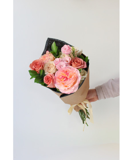 dusty terracotta pink roses in dramatic bohemian style