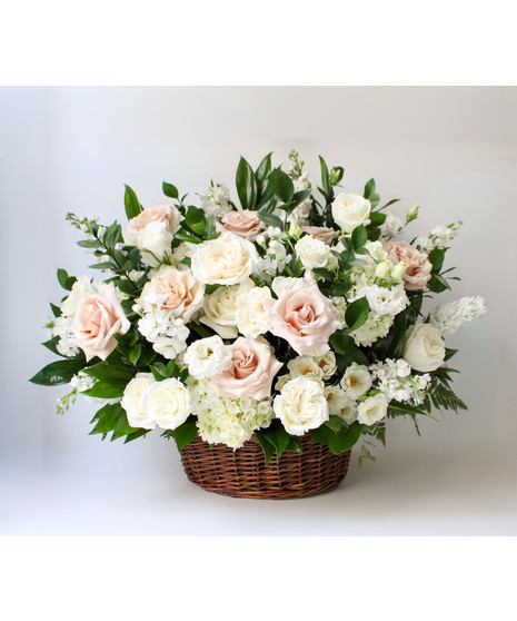 Sympathy Basket - Dusty Rose & White