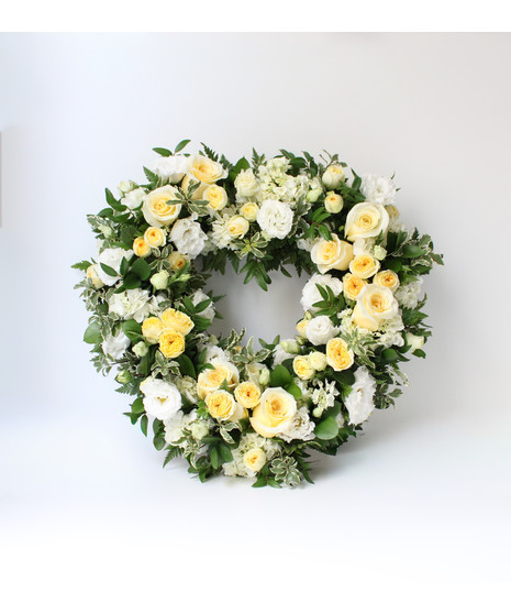 Heart Wreath - Yellow & White