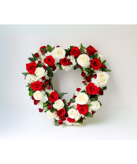 Heart Wreath - Red & White
