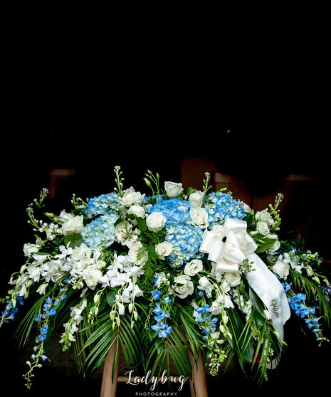 Casket Spray Blue & White